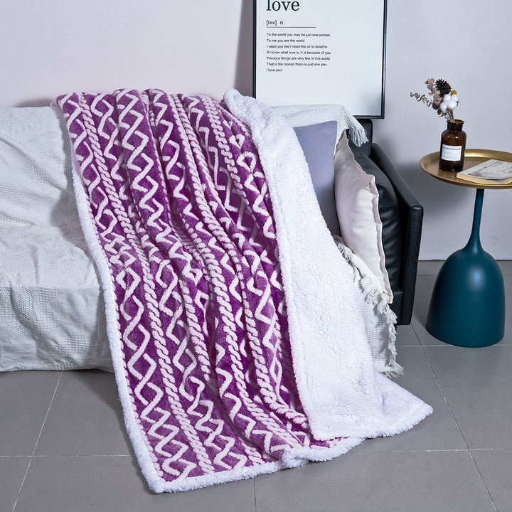 Women Cozy Reversible Blanket with Geometric Pattern Bowlift