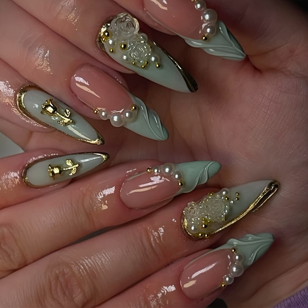 Creative Artistic Press-On Nail Design Bowlift