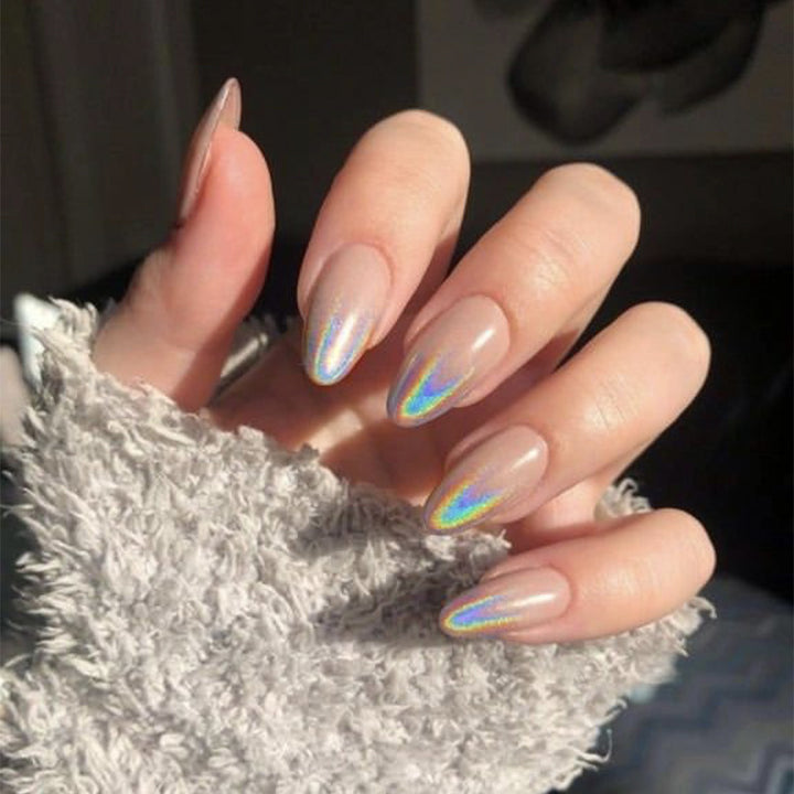 Glamorous Long Stiletto Press-On Nails with Holographic Finish Bowlift