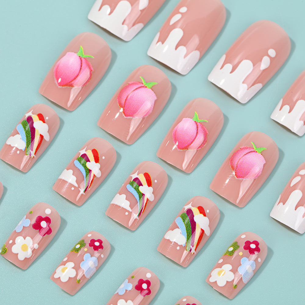 Artificial nails with cheerful flower designs Bowlift