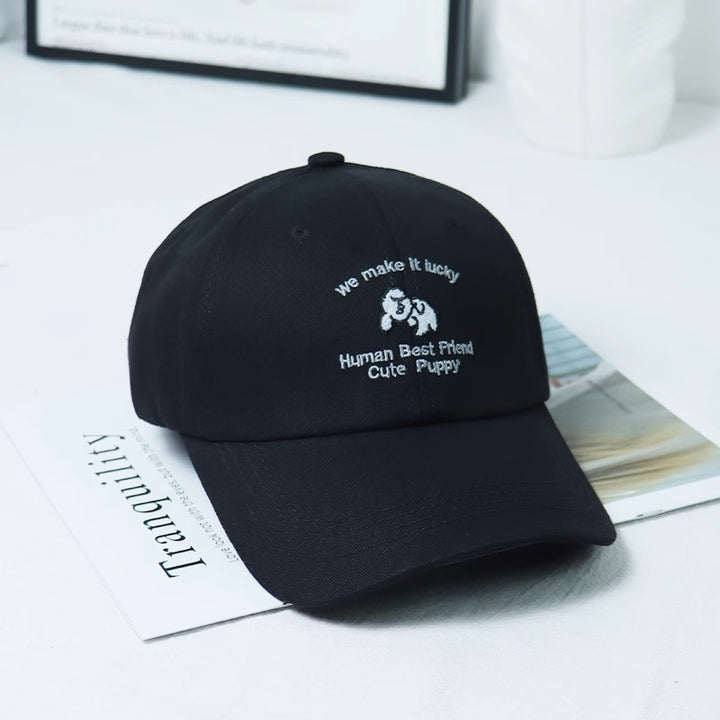 Women's Embroidered Puppy-Themed Baseball Cap Bowlift