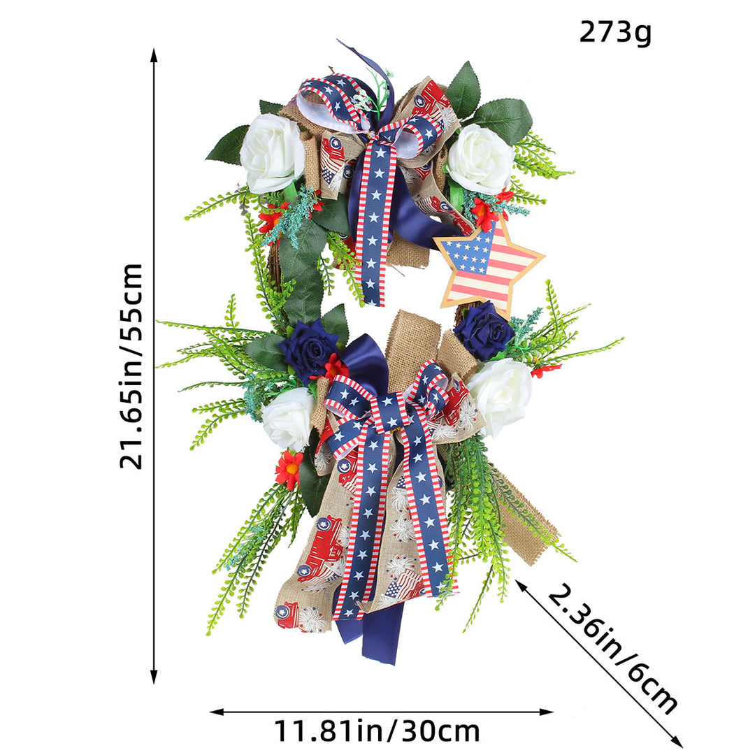 Unisex nan patriotic pom pom front door wreath with star embellishments Bowlift