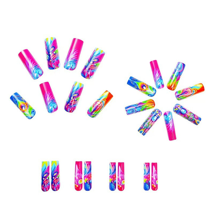 Artificial Nails In Creative and Colorful Flower Pattern Bowlift