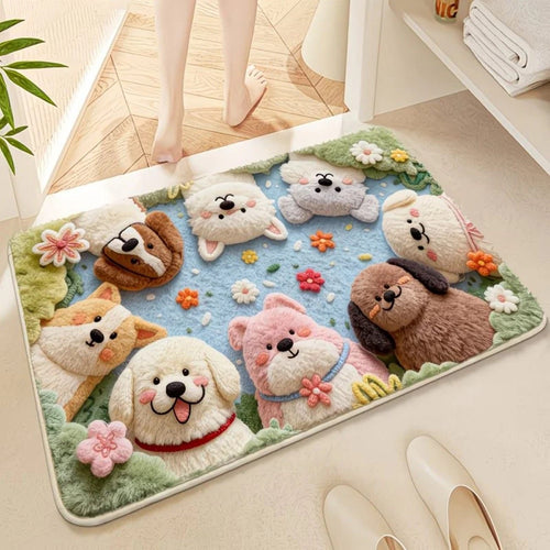 Decorative Plush Dog-Themed Area Rug