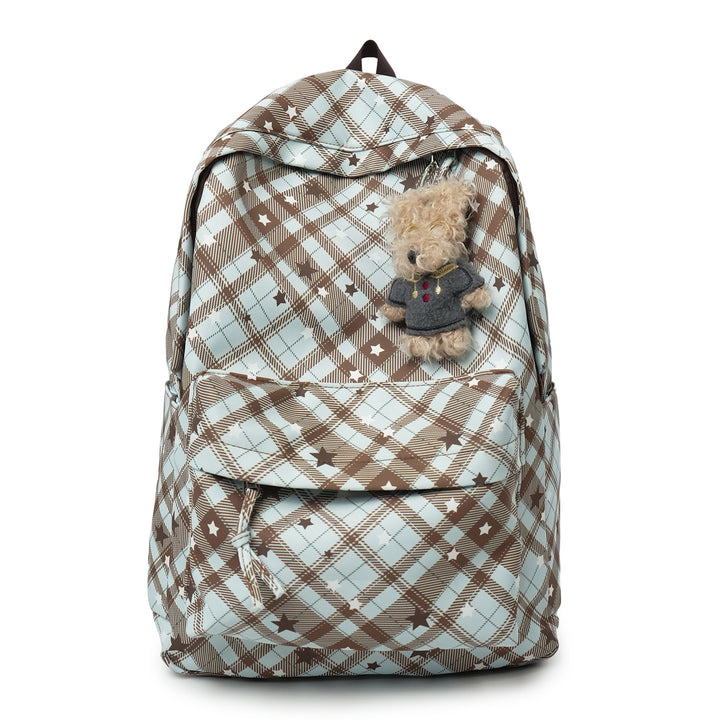 Backpack with Fashionable Check Pattern and Practical Compartments Bowlift