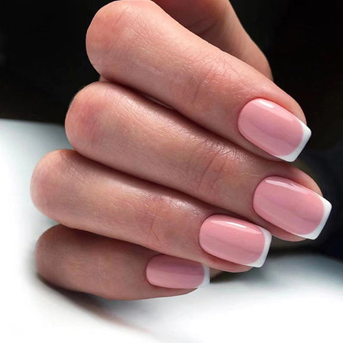 Artful nail extensions with classic French design Bowlift