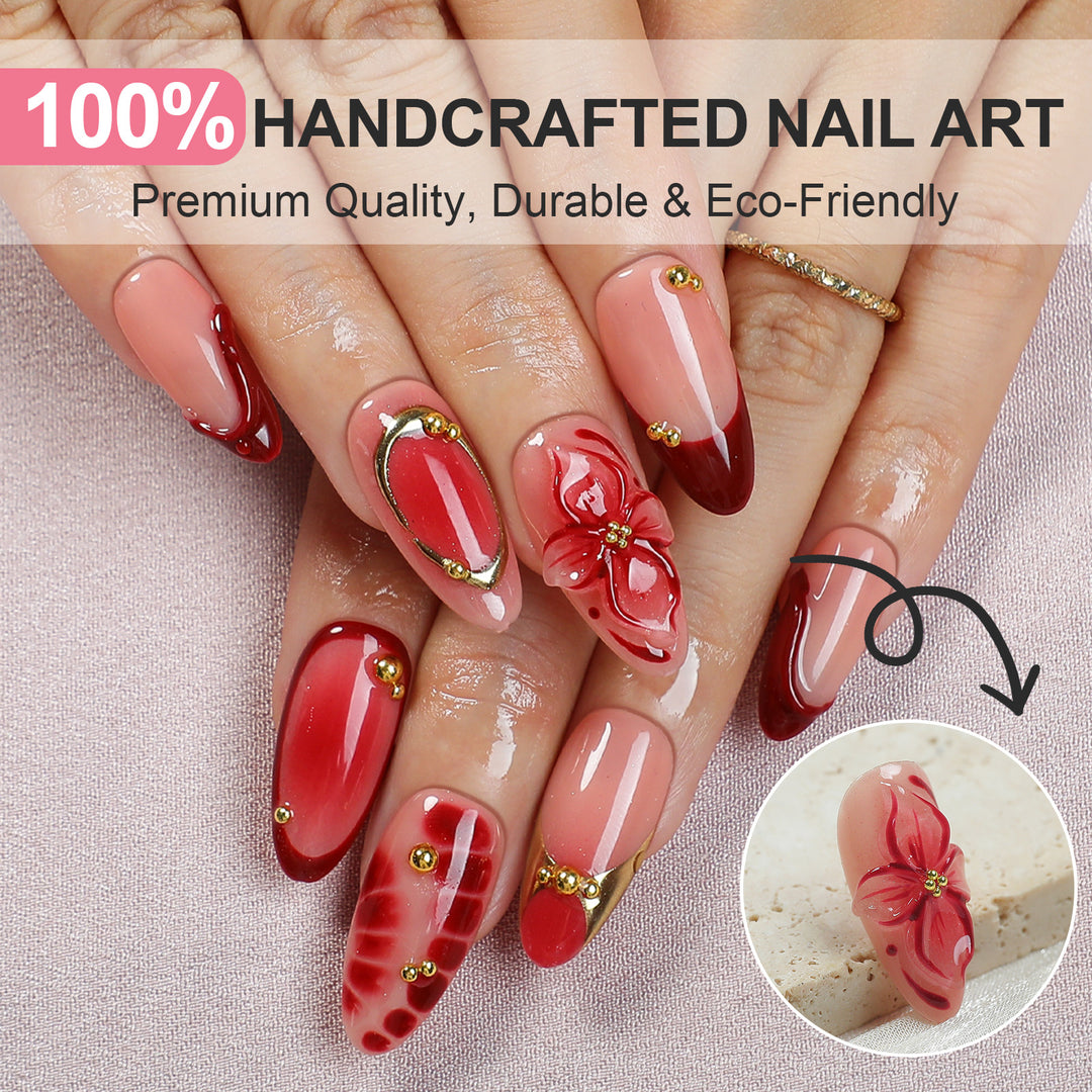 Nail art set with floral and luxurious accents Bowlift