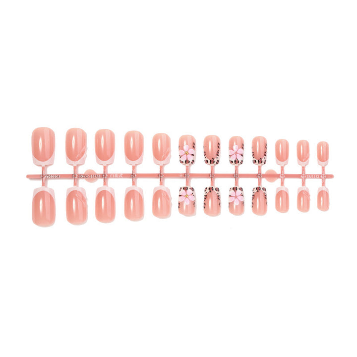 Creative Nail Art Set with Flower and Leopard Pattern Bowlift