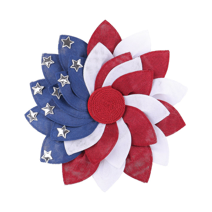 Unisex nan more patriotic door wreath made of layered fabric flowers with metal stars Bowlift