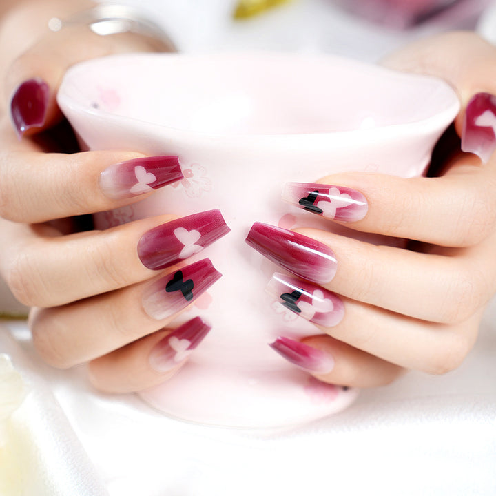Heart-Patterned Press-On Nail Art Set Bowlift