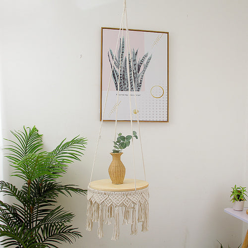 Macrame Hanging Plant Holder with Decorative Fringe Bowlift