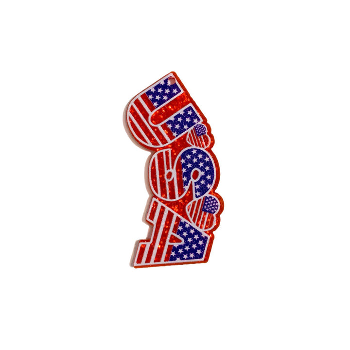 Unisex nan heart-shaped USA flag pendant acrylic with hole Bowlift