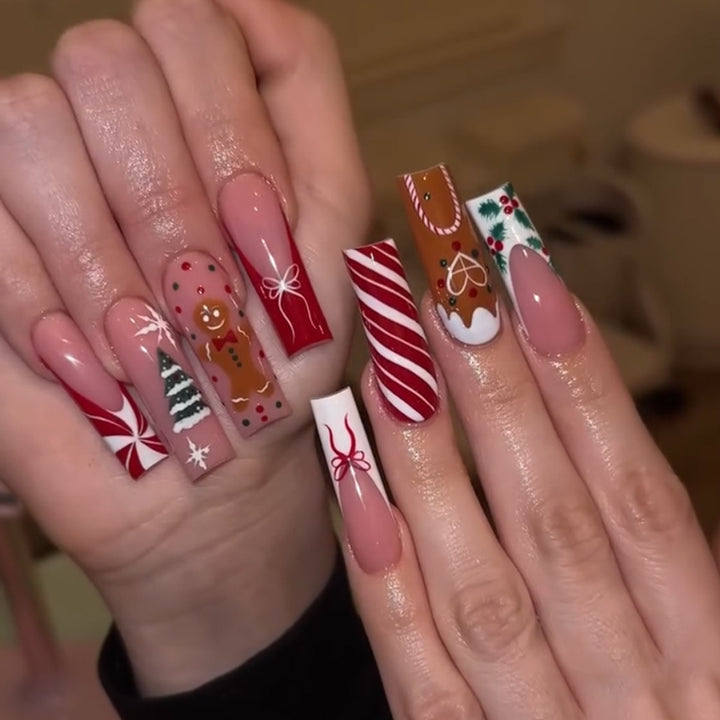 Artificial nail set with festive Christmas design Bowlift 1789118905