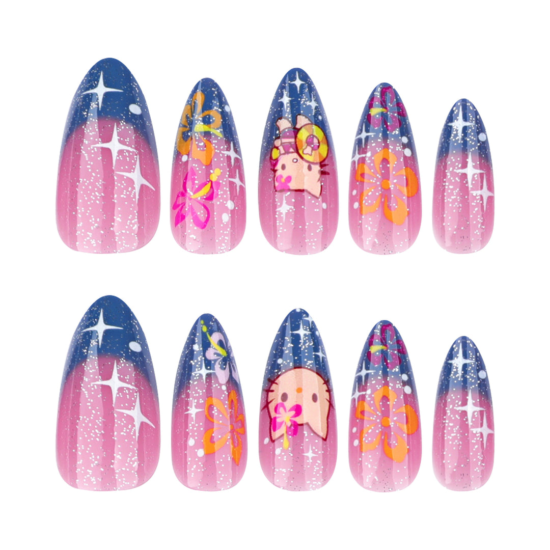 Artistic stiletto nails with playful design Bowlift