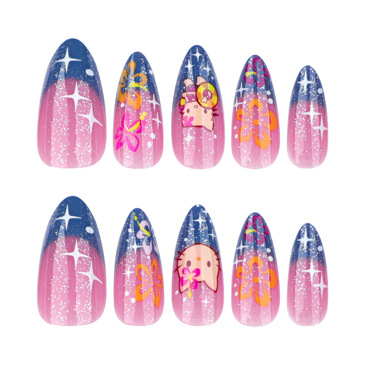 Artistic stiletto nails with playful design Bowlift