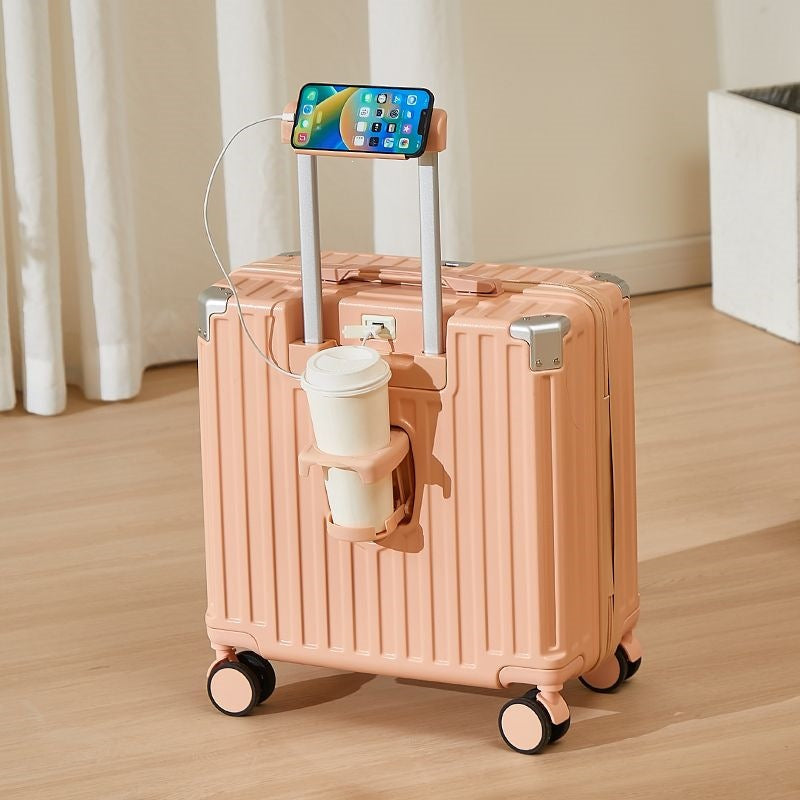Hard-Shell Luggage With Integrated USB Port And Practical Cup Holder Bowlift