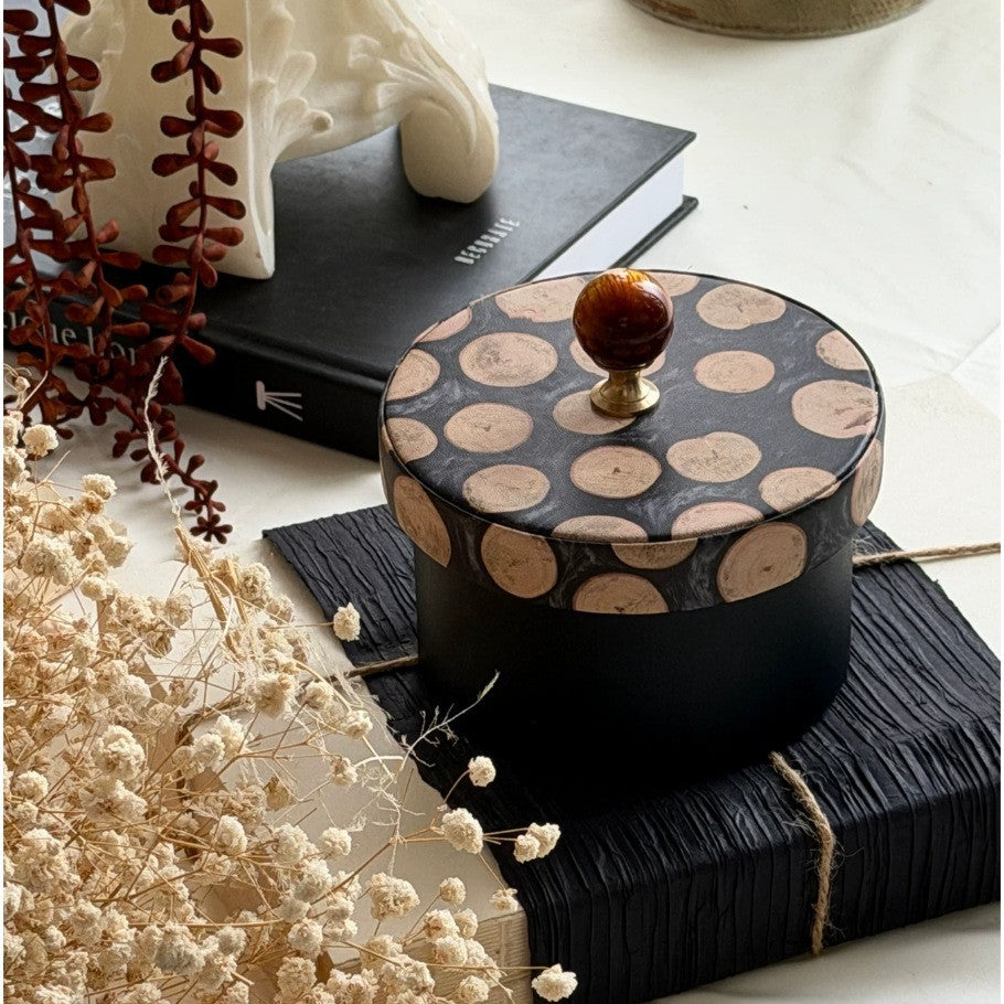 Decorative Storage Container with Organic Wooden Lid
