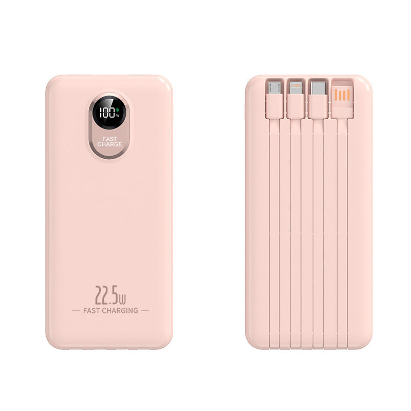 Portable power bank with 22.5 W fast charging function and integrated cables Bowlift