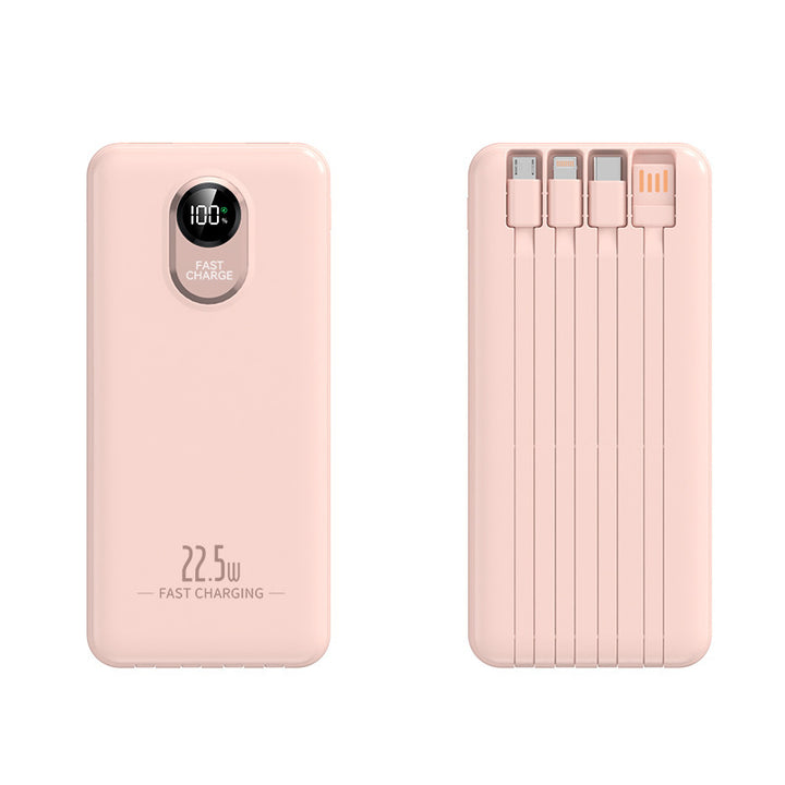 Portable power bank with 22.5 W fast charging function and integrated cables Bowlift