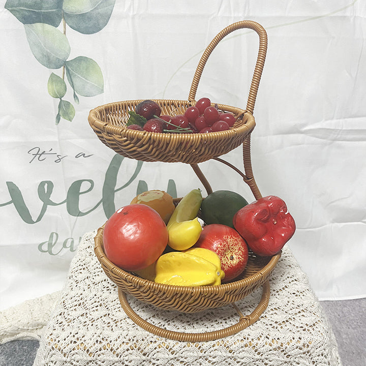 Multi-Tiered Decorative Woven Fruit Stand Bowlift
