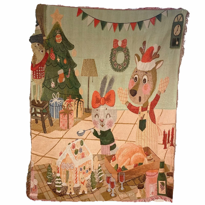 Festive Holiday Themed Cozy Blanket