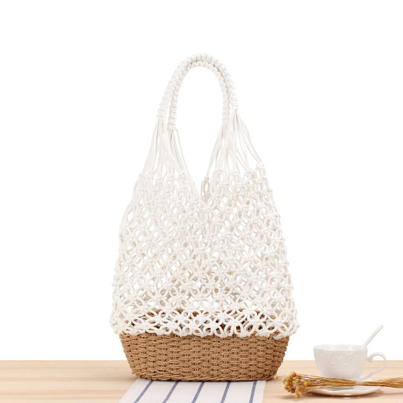 Designer Shoulder Bag Made of Woven Bast Bowlift