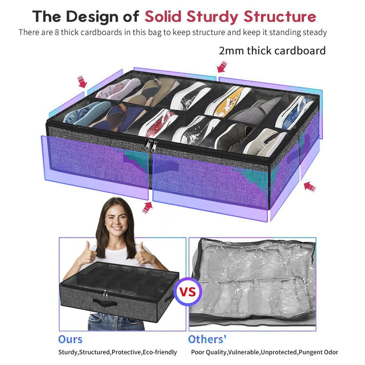 Under-Bed Storage Organizer Box with Clear Lid