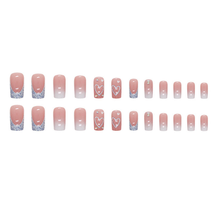 Glamorous Heart Design Nail Extensions Bowlift