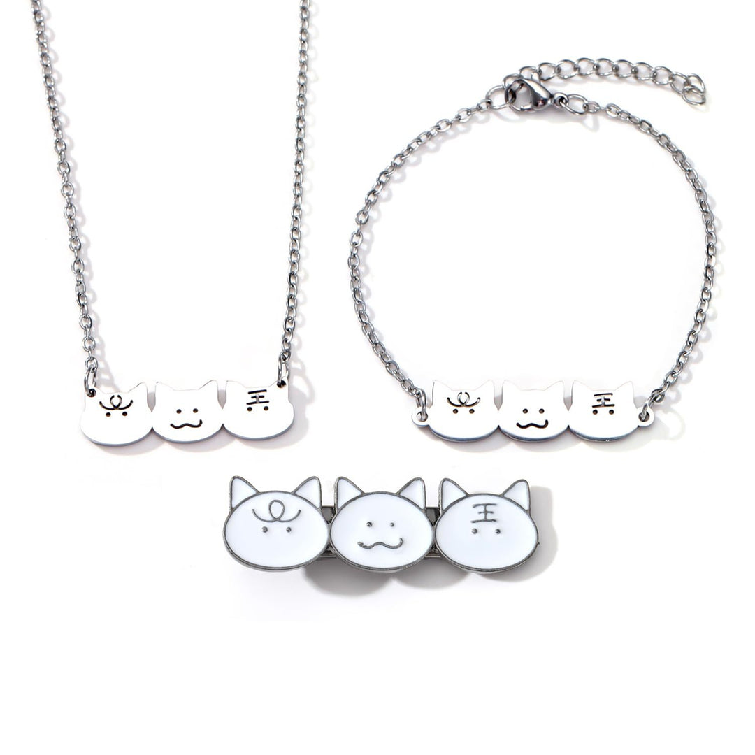 Cat-Themed Charm Jewelry Set Bowlift