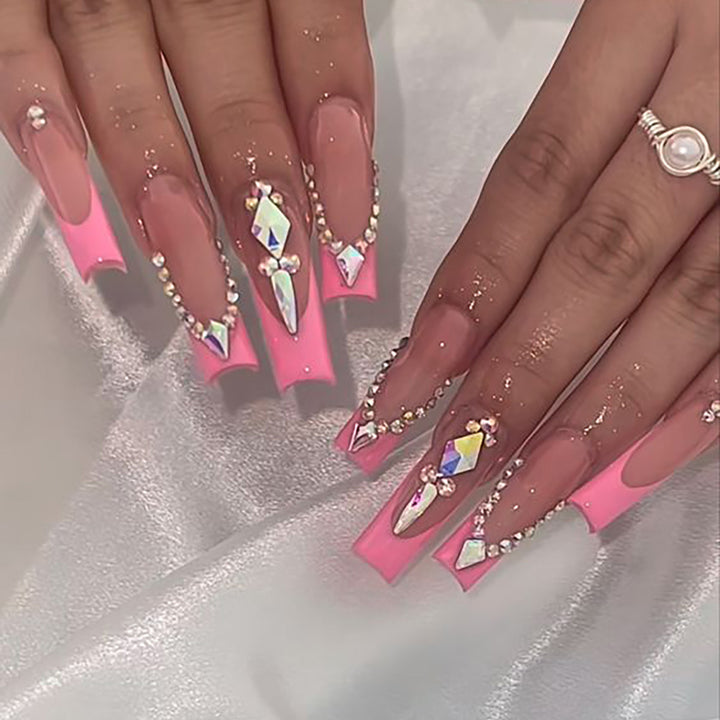 Luxury Press-On Nail Extensions with Crystal Accents Bowlift