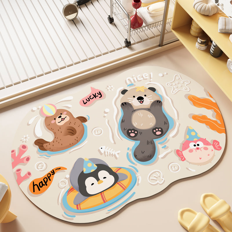 Playful Cartoon Animal Area Mat Bowlift