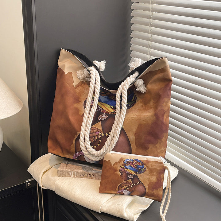 WoStylish Graphic Print Beach Tote Bag Bowlift