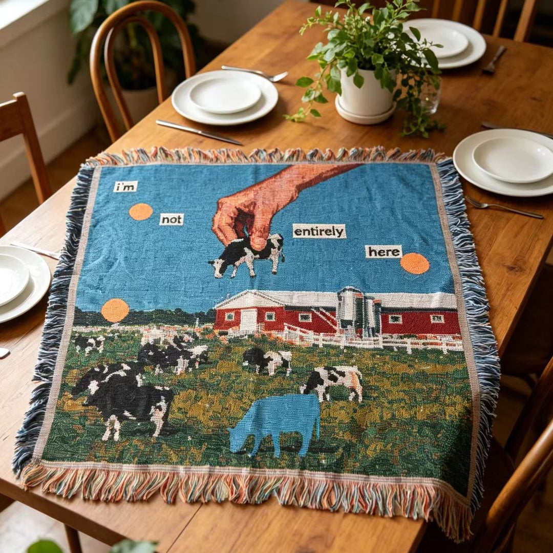 Artistic Farm-Themed Tapestry Blanket