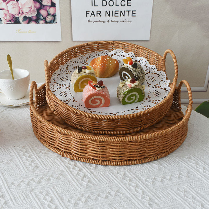 Round Rattan Serving Tray Bowlift