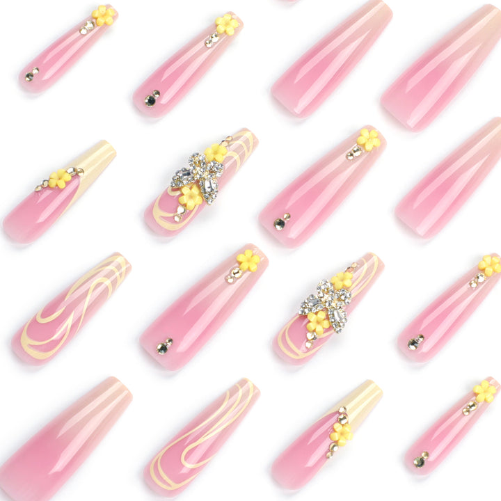Artful Nail Art with Flower and Butterfly Accents Bowlift