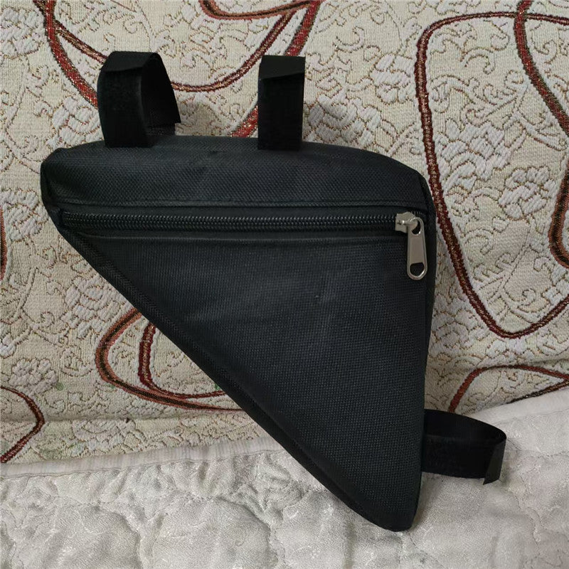triangular bicycle frame storage bag with water resistant Oxford fabric and zippered tool pocket Bowlift