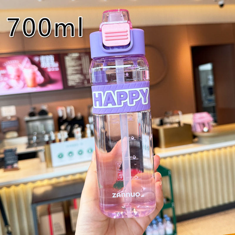 Ladies leak-proof drinking bottle with integrated measuring scale and secure lid Bowlift