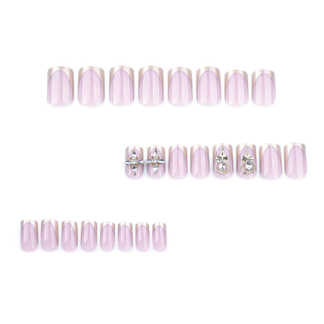 Artful Nail Extensions with Gold Accents Bowlift