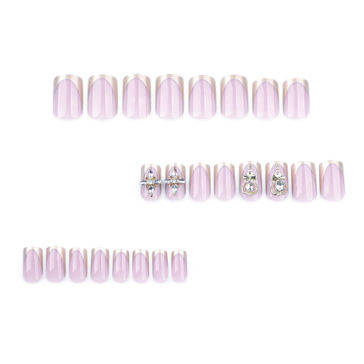 Artful Nail Extensions with Gold Accents Bowlift