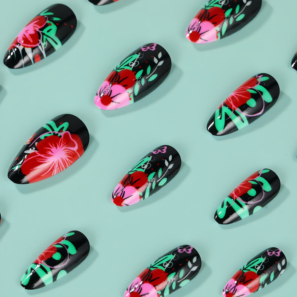 Artificial nails with floral designs Bowlift
