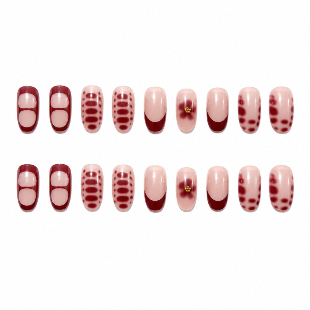 Artistic Press-On Nail Set with Floral Designs Bowlift