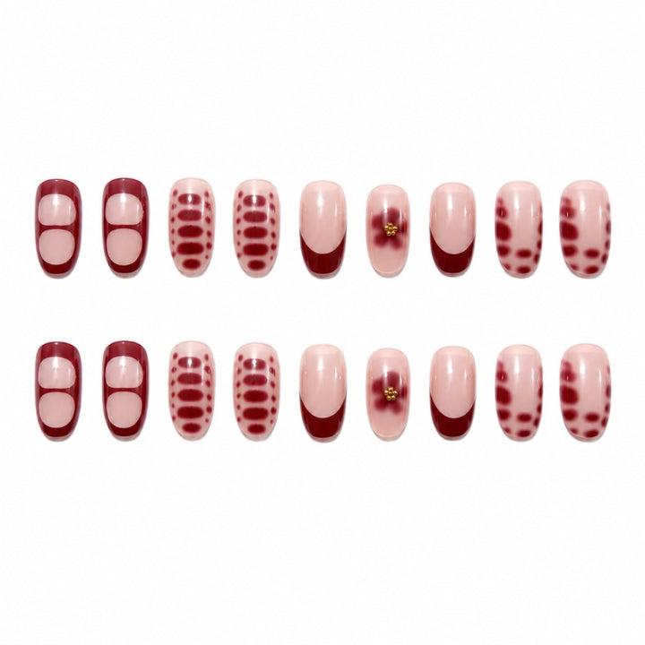 Artistic Press-On Nail Set with Floral Designs Bowlift