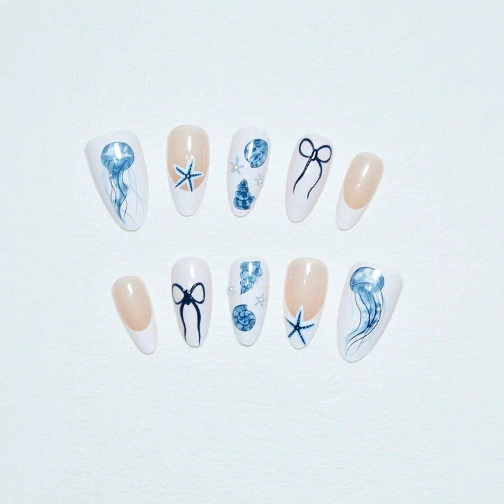 Artistic Jellyfish-Themed Press-On Nails Bowlift