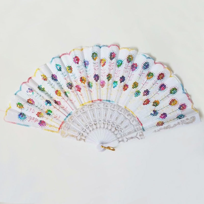 Ladies handcrafted fan with exquisite embroidery Bowlift