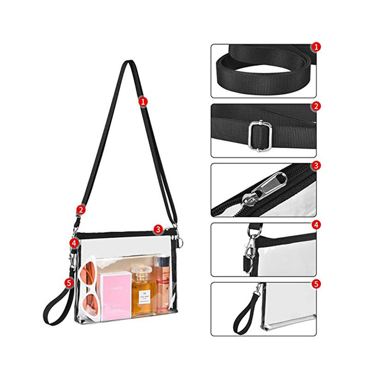 Transparent Shoulder Bag with Practical Zipper Bowlift