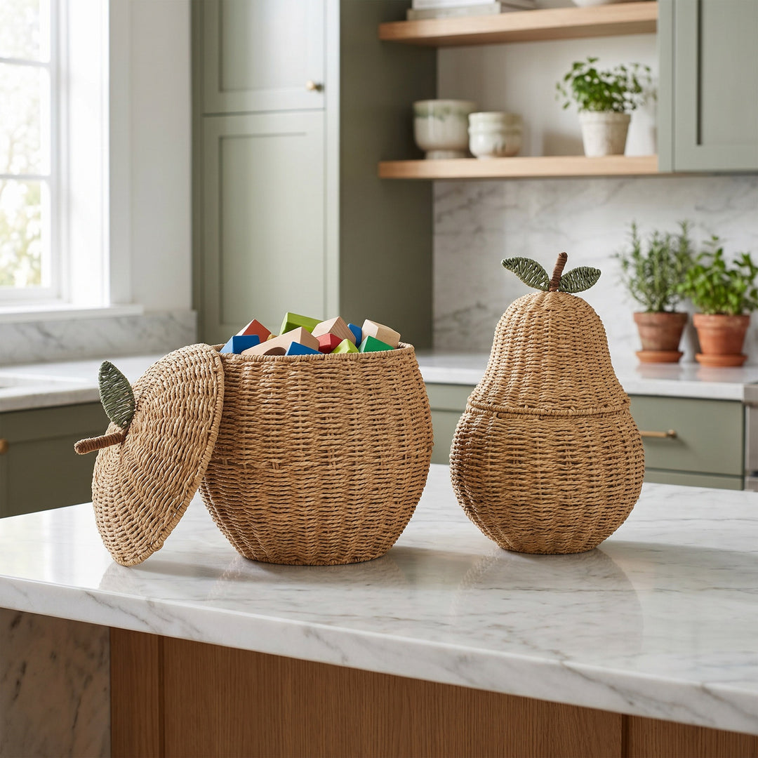 Playful storage basket in the shape of a pear Bowlift