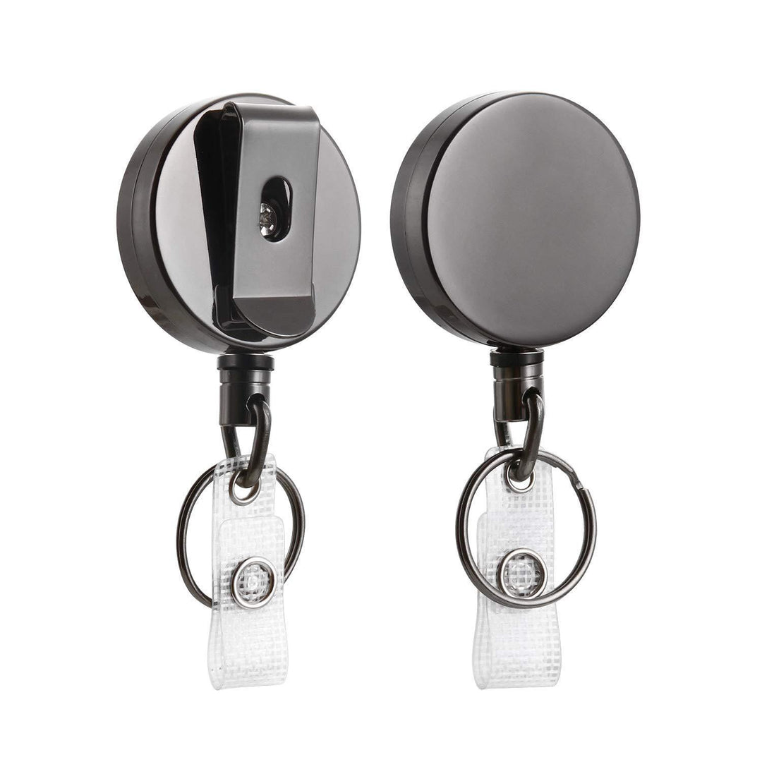 Retractable Metal Clip ID Badge Reel and Clear Card Holder Set Bowlift