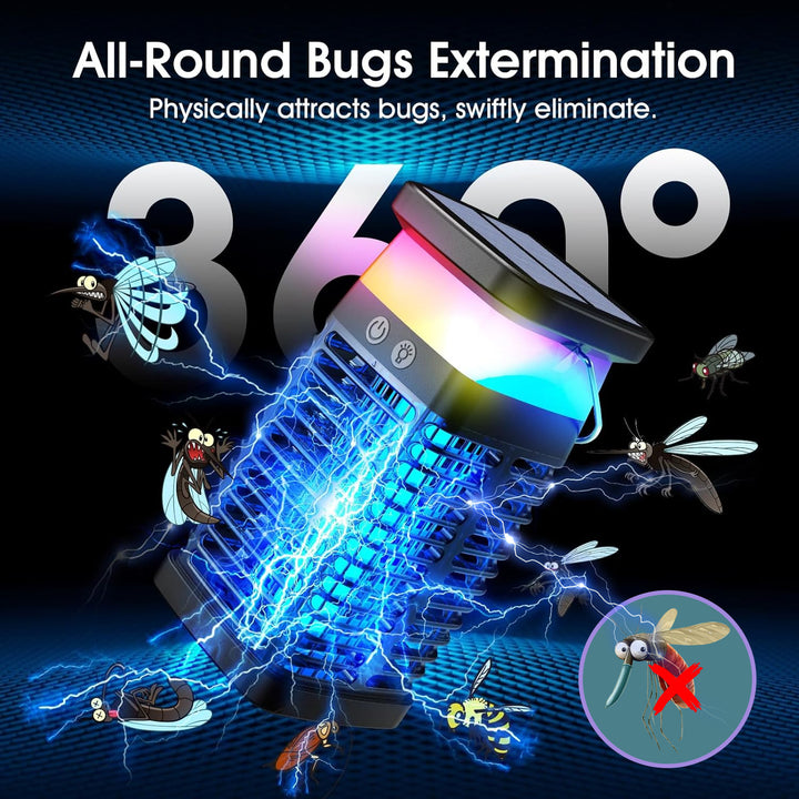 Solar-Powered PIR Motion Sensor Mosquito Zapper Lamp Bowlift