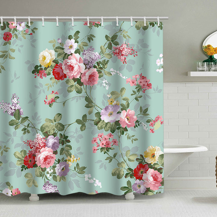 Floral Print Shower Curtain Bowlift