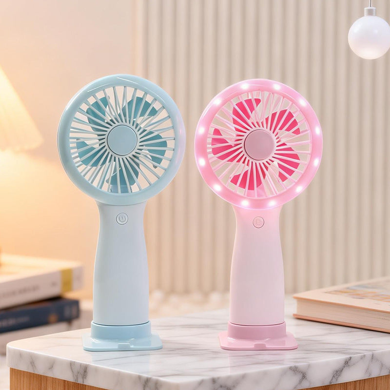 Women's portable hand fan with LED lighting and USB connector Bowlift